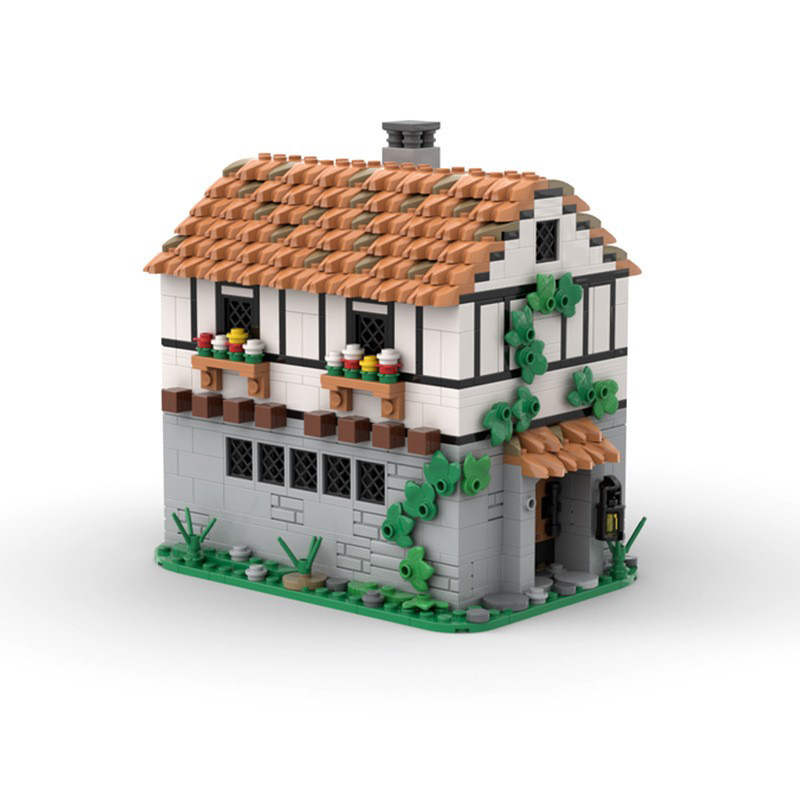 MOC-129454 small particles assembled building blocks compatible with Lego medieval bistro castle building toy model