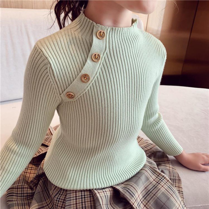 Picture of [in stock] girls' semi-high collar bottoming shirt autumn new children's sweater baby solid color all-match little girl
