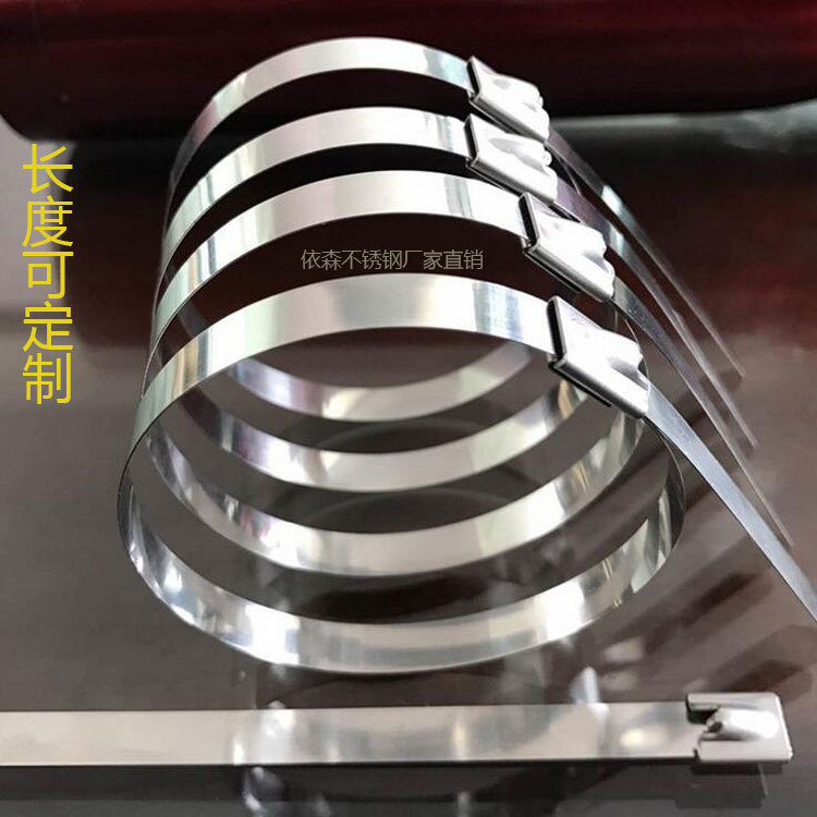 Factory supply 10*200 stainless steel cable tie 304 marine cable tie metal self-locking steel belt binding cable tie