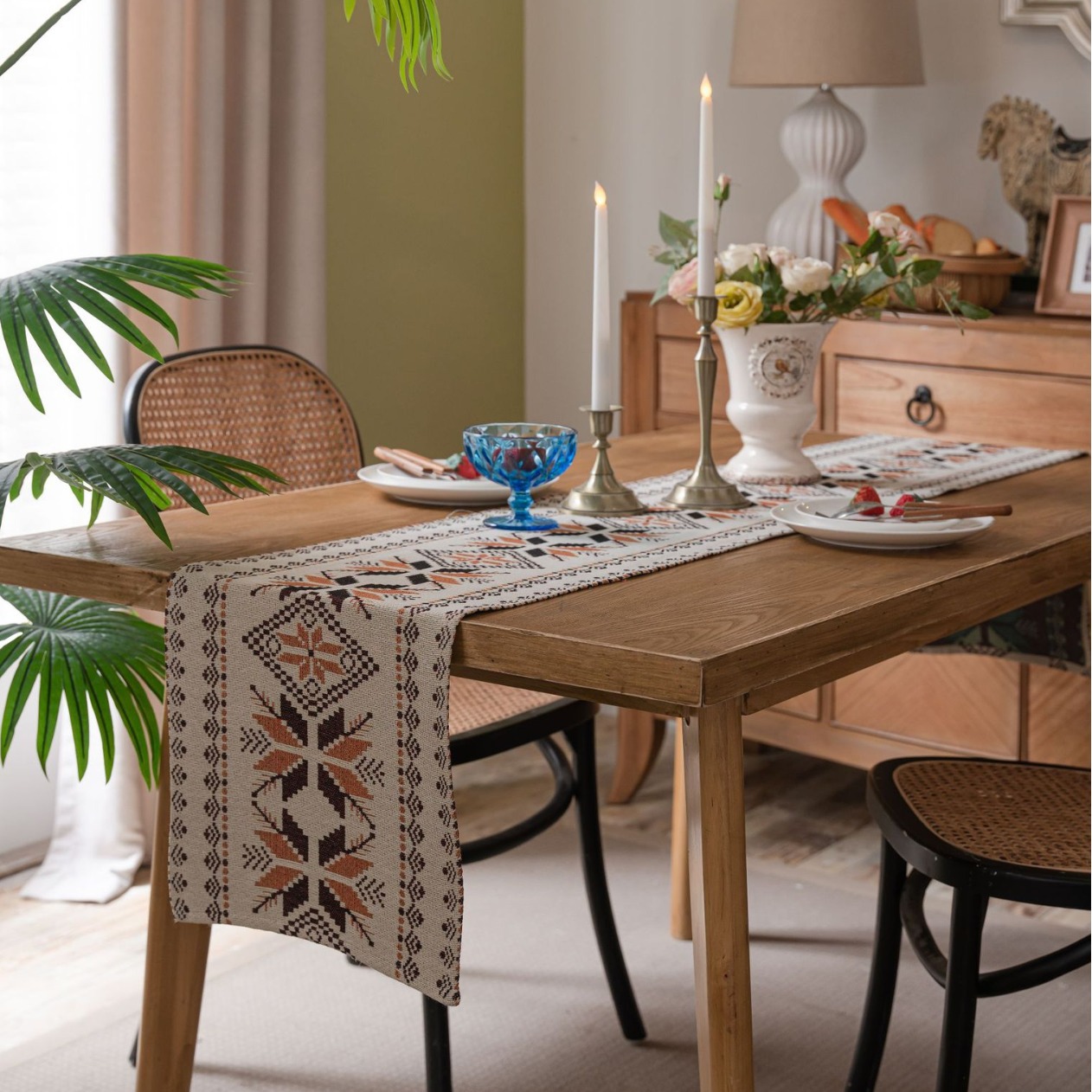 Imaki Rhyme Table Runner Jacquard Snowflake American Tassel Party Decoration American Decorative Entrance Cover Towel