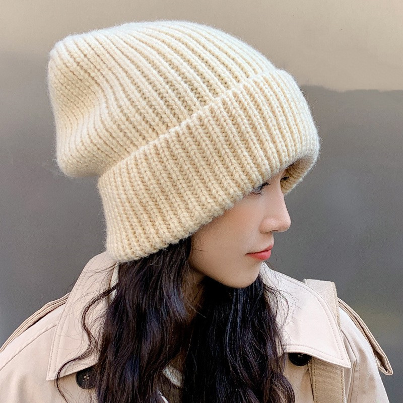 Winter New Cross-Border Hats Slouchy Beanie Women's Fashion Versatile Knitted Hat Korean Version Thickened Warm Turban Hat