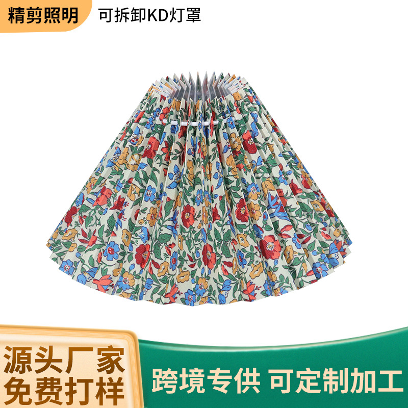 Floral Pleated Lampshade Fabric Lampshade Palace Style Table Lamp Floor Lamp Housing Lighting Accessories Ins Style Lampshade