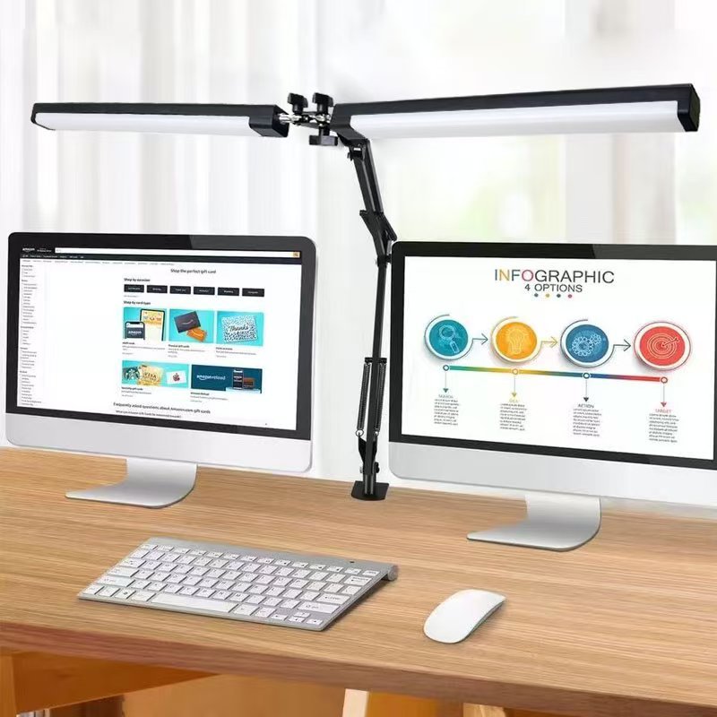 Led American-Style Long-Arm Clip Double-Headed Folding Desk Lamp for Embroidery, Beauty, Nail Art, Reading, Studying, Work Lamp USB Eu Standard