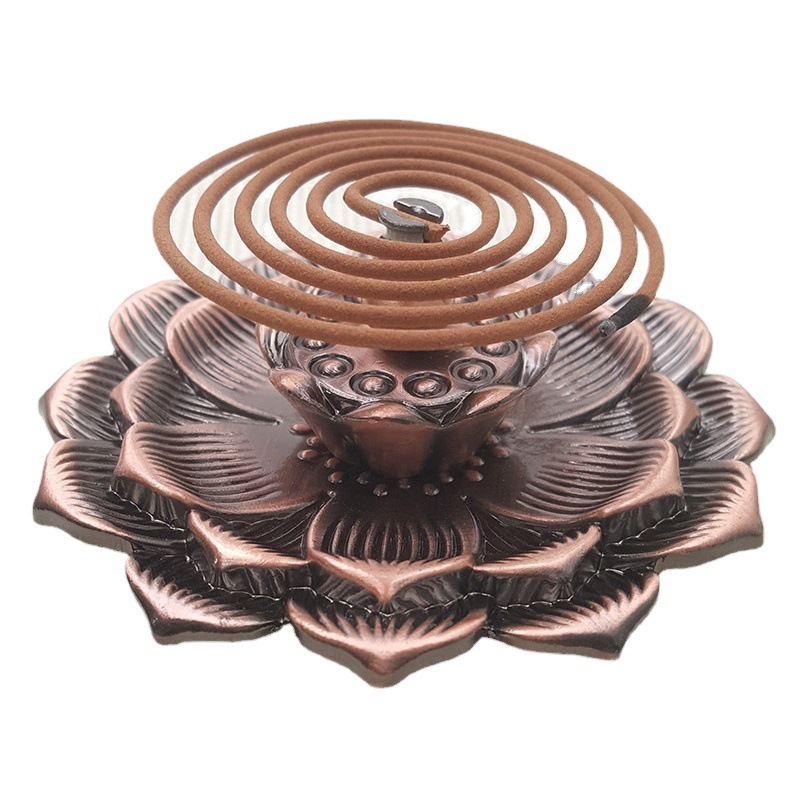 Picture of Alloy porous lotus incense holder Zen thread incense holder household tea set accessories sandalwood burner incense tray