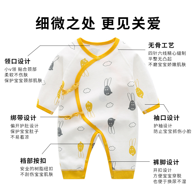 Picture of Autumn New Newborn Jumpsuit, Spring and Autum Baby Clothes, Double-Sided Pure Cotton Infant and Toddler Boneless Long-Sleeved Rompers