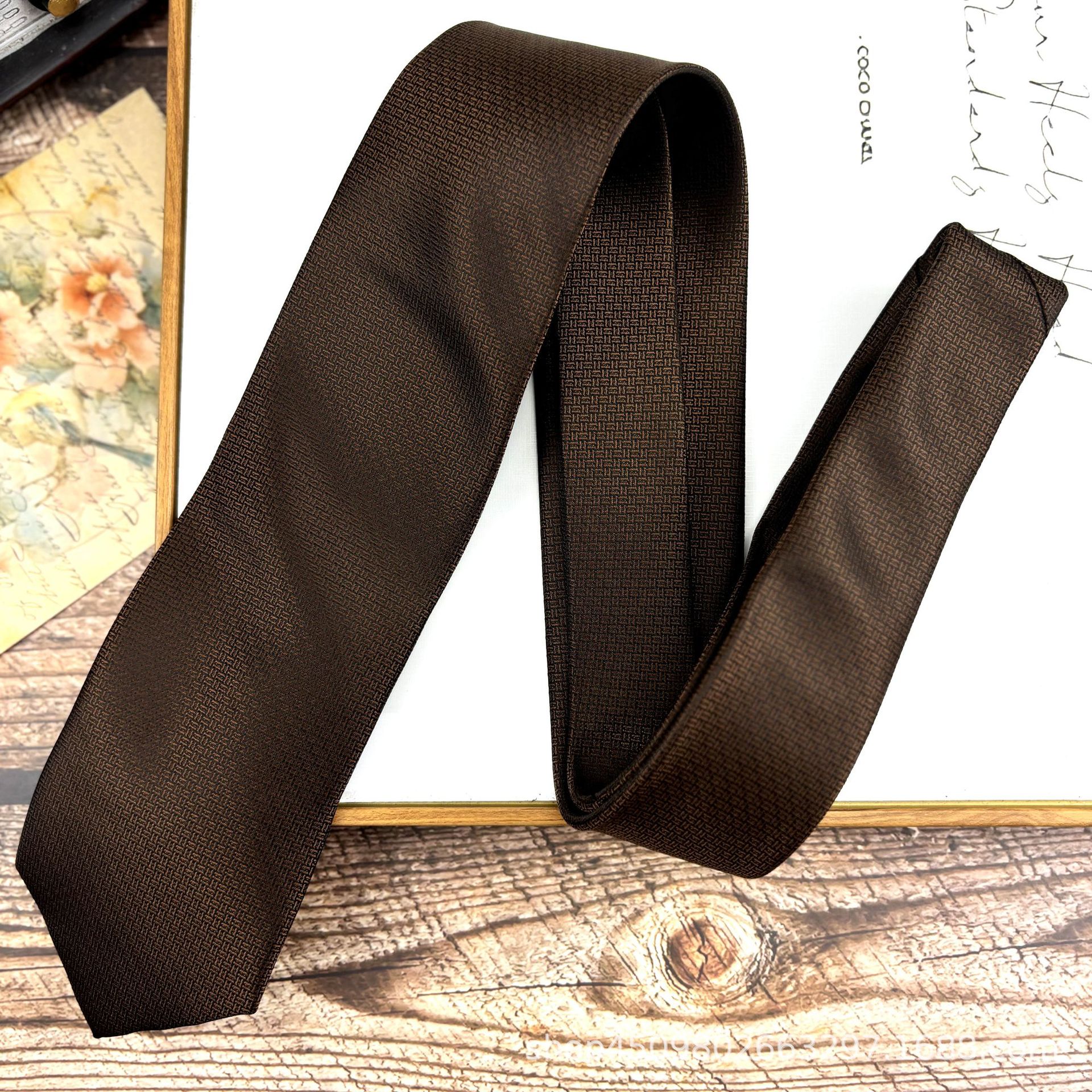 Picture of Retro Casual Clear Color Texture Tie Solid Color Men's Professional Dress Gentleman Working Groom Wedding Cafe Green