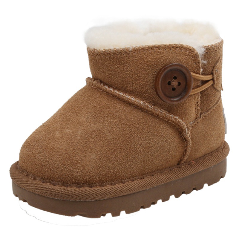 Korean style children's warm fleece-lined snow boots men's and children's soft bottom non-slip cotton shoes baby girl's 1-2-3 years old toddler shoes