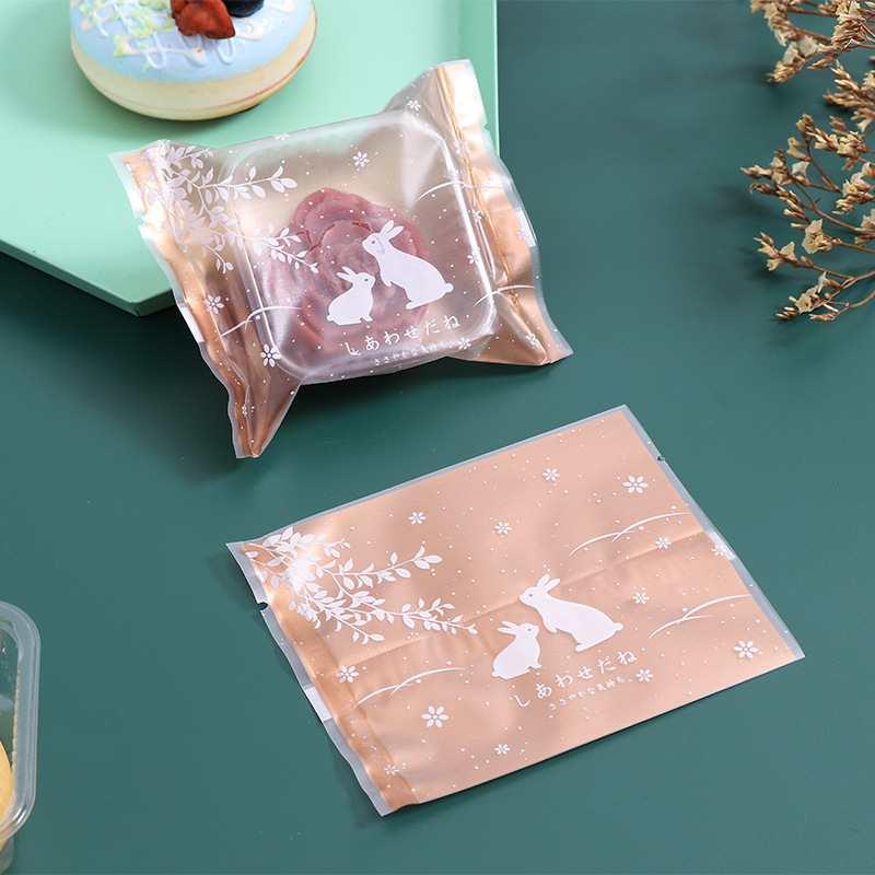 Golden Rabbit Egg Yolk Pastry Packaging Bag Frosted Heat-Sealed Bag Mid-Autumn Snow Skin Mooncake Bag Cookie Bag Moisture-Proof Packaging