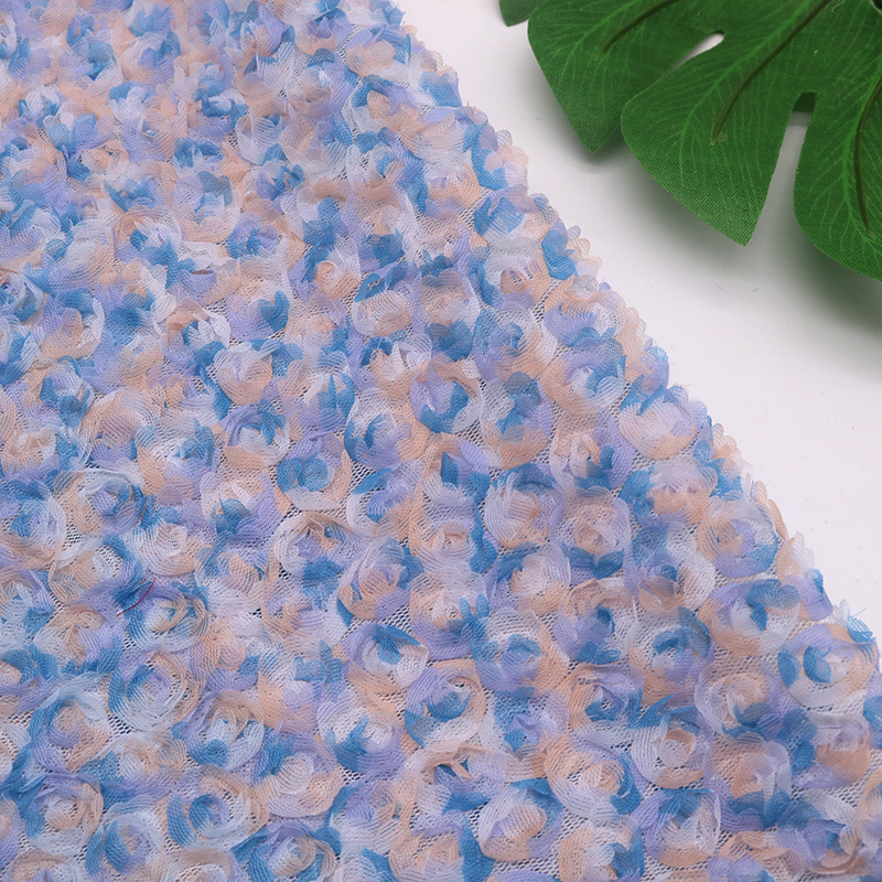 Picture of 3D Three-dimensional Small Rose Chiffon Disc Flower Mesh Embroidered Children's Clothing Hanfu Skirt Lace Lace Wedding Fabric Multicolor