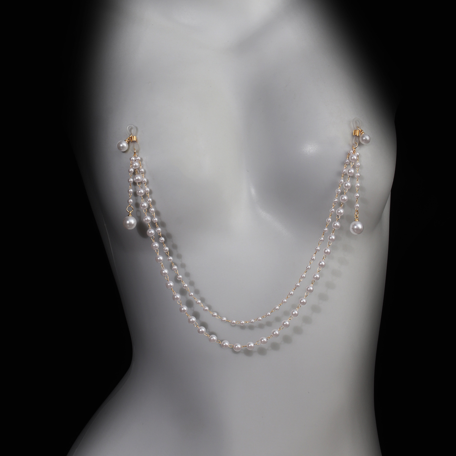 Picture of European and American Personality Exaggerated Nipple Chain Body Chain Accessories Women's Cross-border Nightclub Sexy Milk Chain Imitation Pearl Tassel Chest Chain