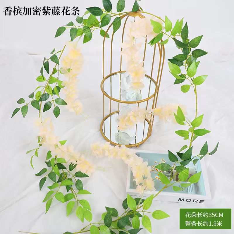 Picture of Simulation wisteria flower false Flower Vine decorative flower winding hanging flower plastic flower Vine string flower plant pipe shading flower