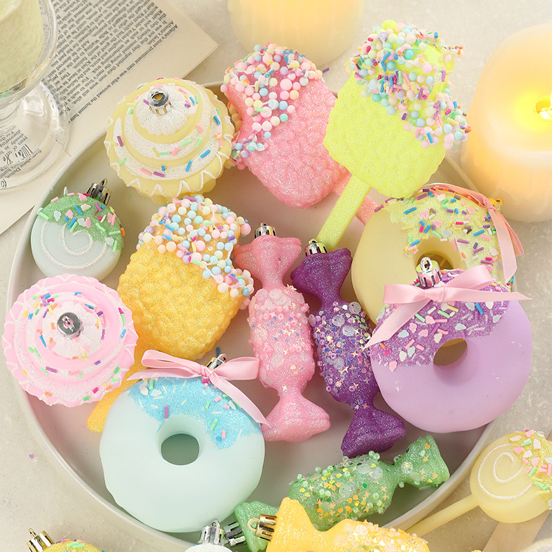 Cross-border New Christmas Decorations Maka Color Candy Shape Plastic Christmas Ball Christmas Tree Pendant