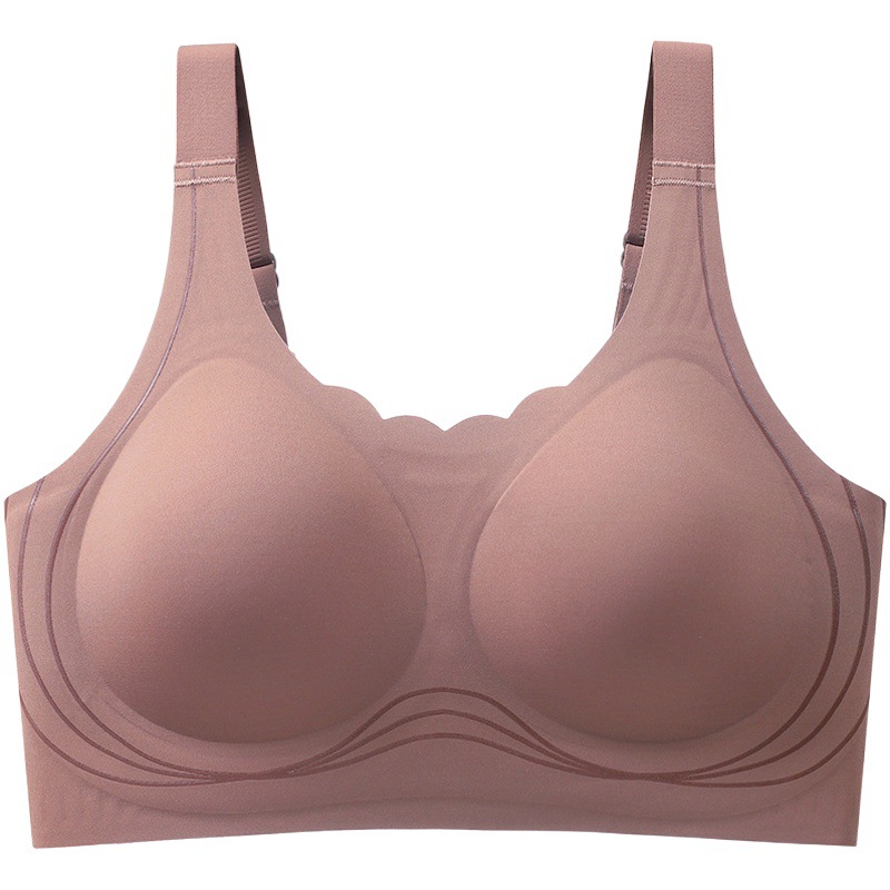 South China Sea Version Jelly Glue Soft Support Underwear Full Cup Seamless Glossy Fixed Cup Thin Large Size Bra Fat