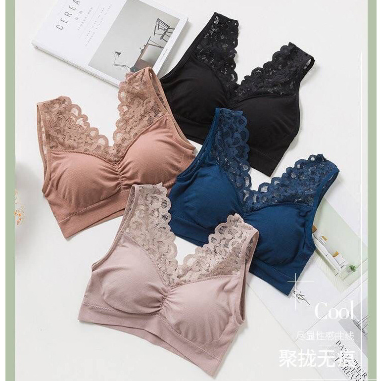 Sexy Underwear Women's No-Rings Push-up Bra V-Neck Vest Beautiful Back Bra Internet Celebrity Explosions