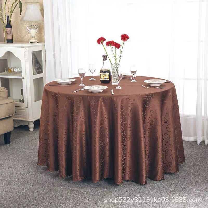 Picture of Large Round Table Restaurant Tablecloth Hotel Restaurant Banquet Family Usable Round Wedding European Tablecloth Table Cover Cross-Border