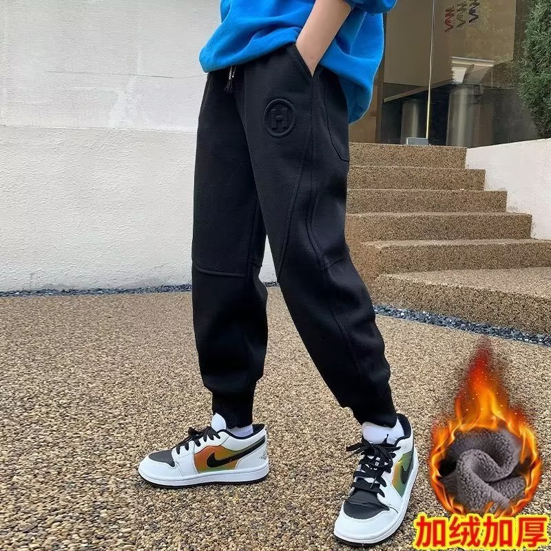 Picture of Boys' Sports Pants Autumn and Winter New Children's Sweatpants Children's Loose Casual Fleece-Lite Pants One-piece Trousers Spring and Autumn