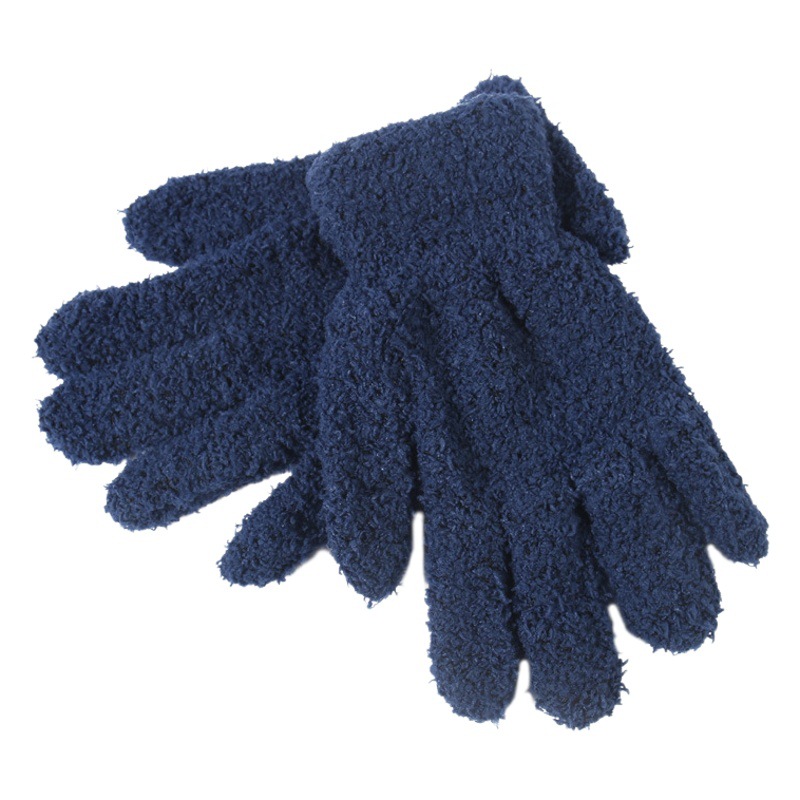 Autumn and Winter unisex warm gloves thickened solid color knitted half-finger coral fleece outdoor cold-proof gloves