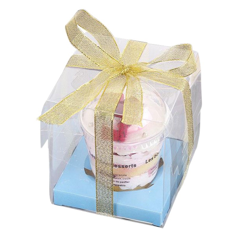 Cup Cupcake Packaging Box Wood Bran Cup Box Single Grain Transparent Thickened Disposable Baking Packaging with Bottom