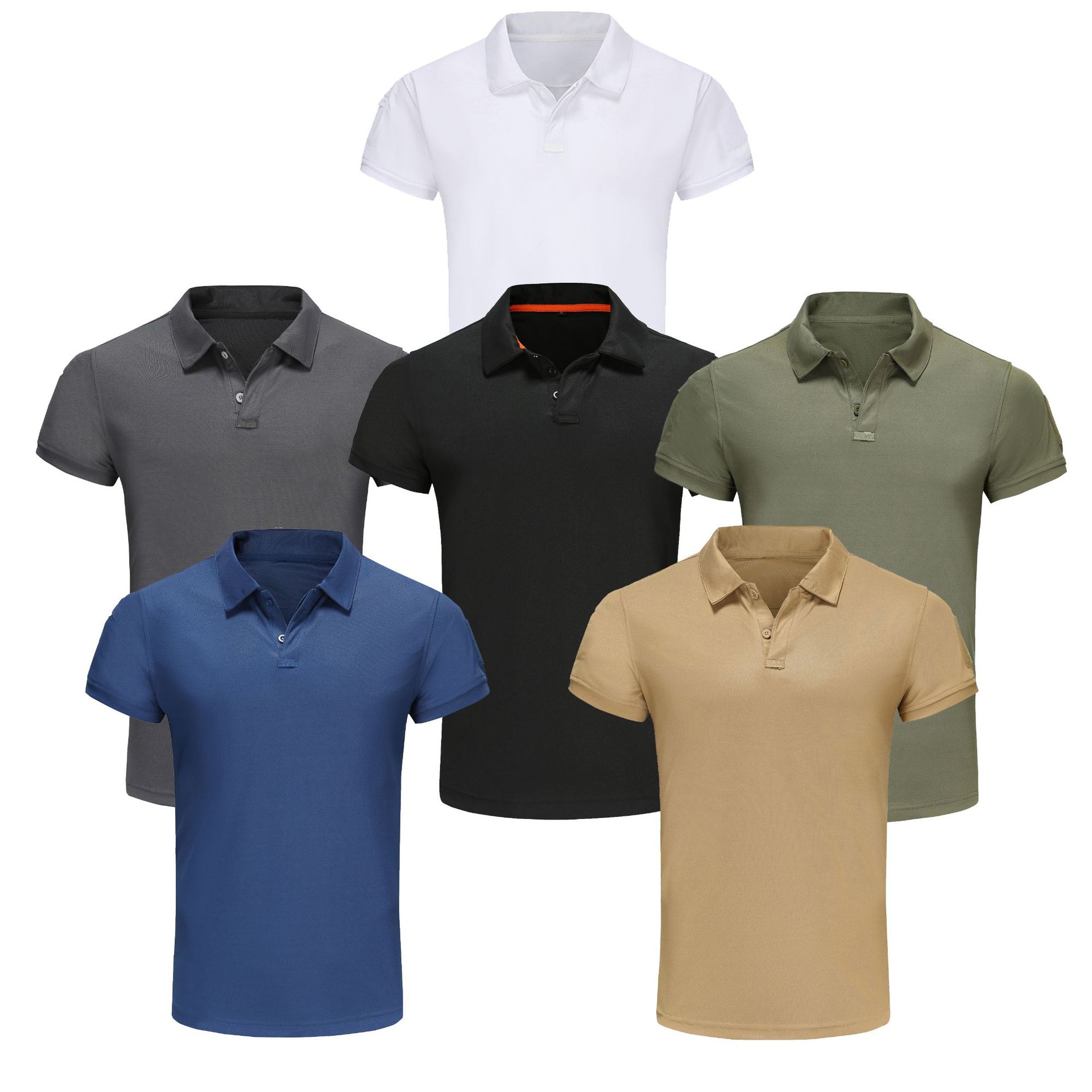 Cross-Border Source Supply Special Forces Male Military Fan Tactical T-Shirt Short-Sleeved Lapel Elastic Breathable Quick-Drying T-Shirt