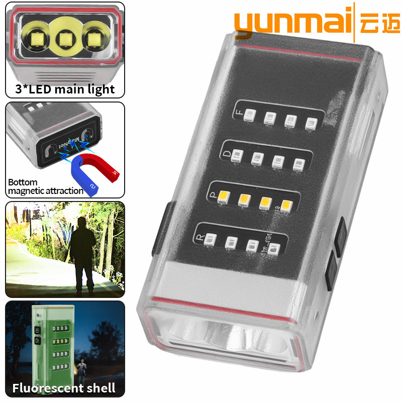 Cross-Border New Product Led Multi-Function Multi-Light Source Fluorescent Shell Digital Display Work Light with Magnet Supports Output Flashlight