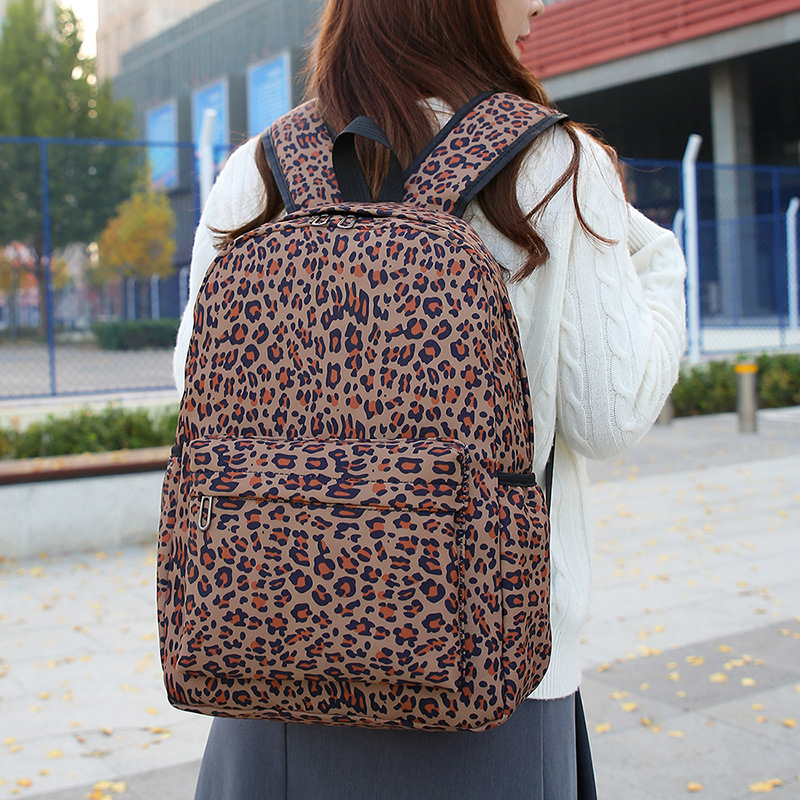 Picture of New Cross-border Combination Three-piece Set Leopard Print Casual Student Schoolbag Large Capacity Simple Backpack Lunch Bag Pen Bag