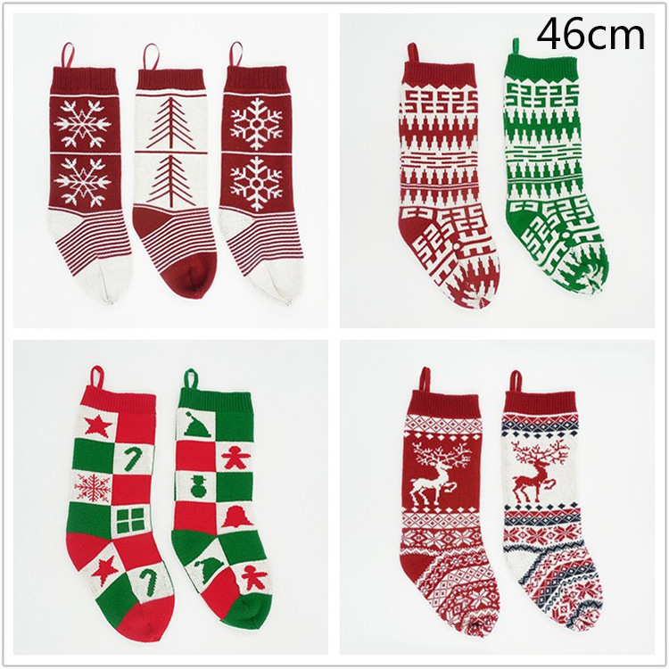 Knitted Christmas socks decoration Christmas socks gift bag Christmas decoration supplies jacquard gift bag hanging decoration candy socks