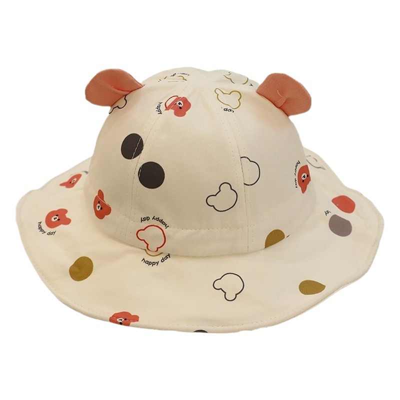 Little Bear dot baby fisherman hat 2024 spring new big brim sun protection hat children sun hat boys and girls fisherman hat
