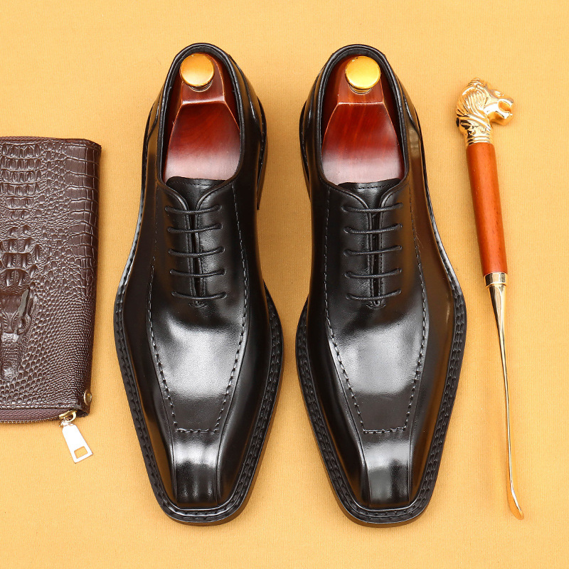 Picture of [vip for] business formal leather shoes men's soft-soled professional work shoes pointed British retro Oxford men's shoes
