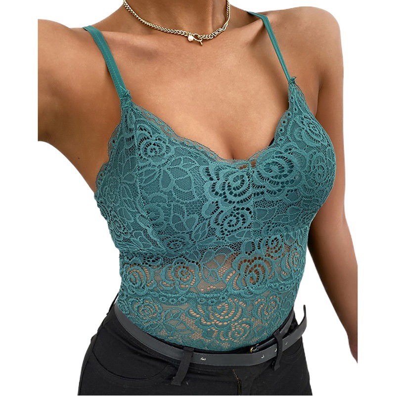 Sexy Underwear Top Bra Sling Sexy Lace Perspective Foreign Trade Europe and America Amazon AliExpress Multicolor Vest