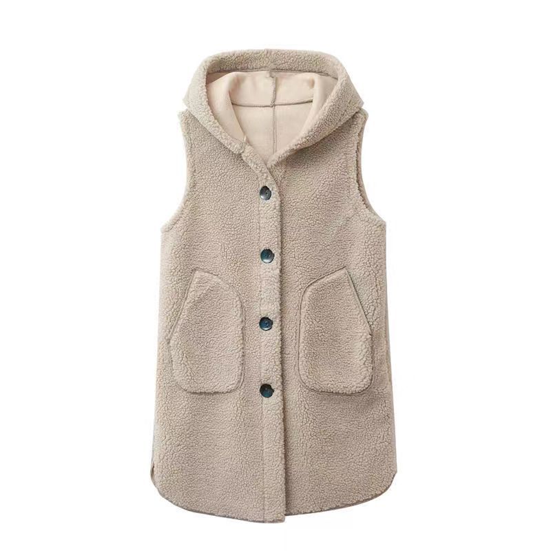 Picture of Lambswool 2023 vest autumn and winter fashion style mid-length coat plus size fat sister thickened hooded outer fashion