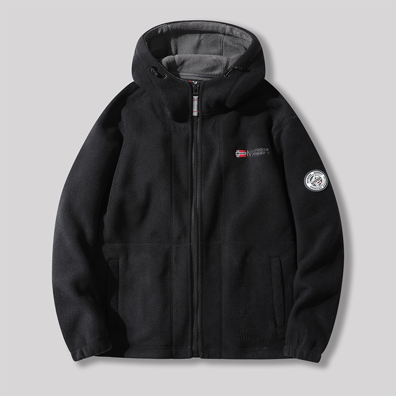 Picture of Exported to Norway hooded padded fleece winter warm double-sided polar fleece extra thick Changshu same couple's top