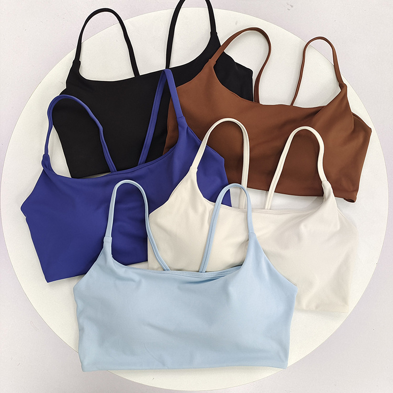 Thin Shoulder Strap Sports Bra for Women, U-Neck, Beautiful Back, Fitness Bra, All-In-One Nude Suspender Yoga Vest