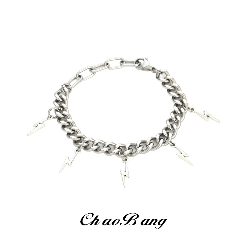 Flash Tassel Titanium Steel Splicing Bracelet for Men, Trendy, Fashionable, Simple, Versatile, High-End, Personalized Design, Hand Jewelry for Women