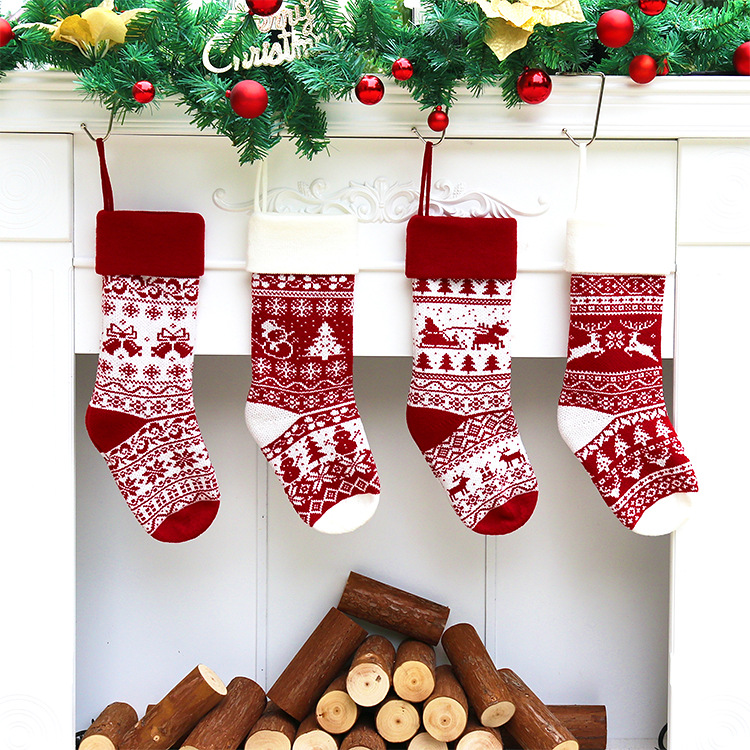 Picture of Amazon Cross-border New European and American Jacquard Wool Gift Bag Christmas Decoration Christmas Gift Bag Knitted Christmas Stocking