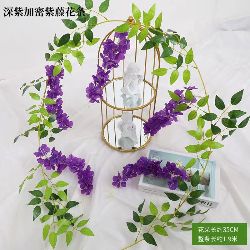 Picture of Simulation wisteria flower false Flower Vine decorative flower winding hanging flower plastic flower Vine string flower plant pipe shading flower