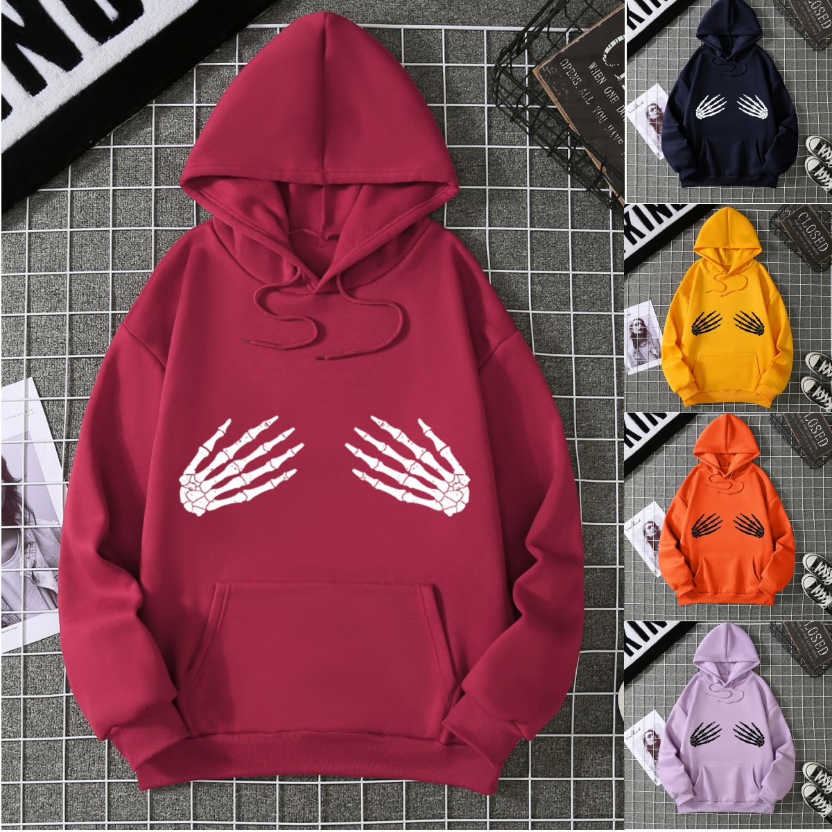 Mingxin Clothing Autumn/Winter Fleece Sweatshirt for Women, Loose Casual Long Sleeve Hooded Cec Jacket, Trendy Ins Cross-Border Trade