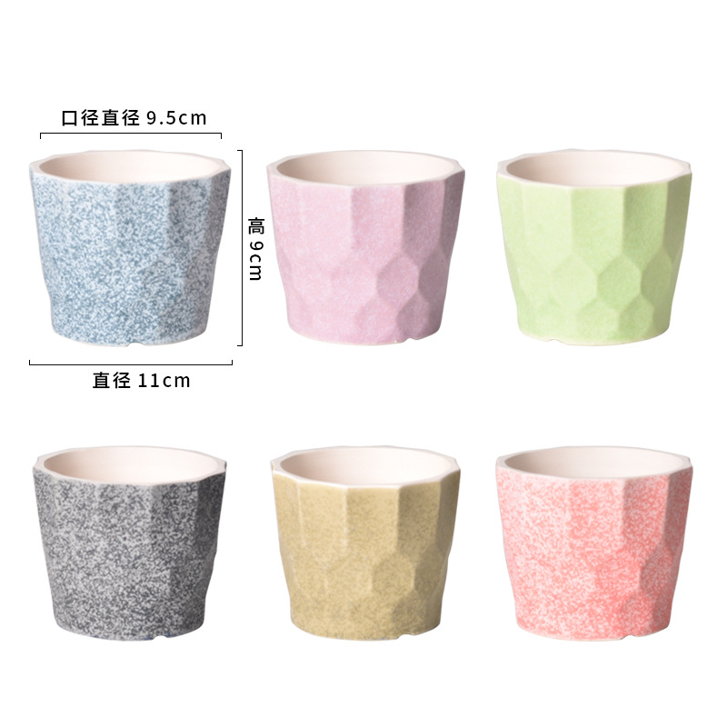 Picture of Factory wholesale ceramic flower pot glaze combination creative home decoration fleshy flower pot simple meat green plant potted plant