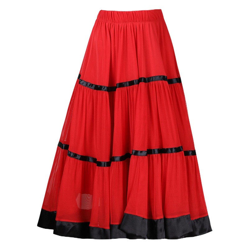 Spring and Summer Square Dance Dress Costume New Long Dress Dance Dress Ballroom Dance Big Swing Dress Skirt Practice Skirt Dance Dress