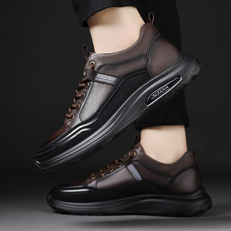 Picture of Trendy Men's Toe-Layer Cowhide Autum New Sports and Casual Shoes for Men, Lightweight Non-Slip Daily Casual Leather Shoes for Men