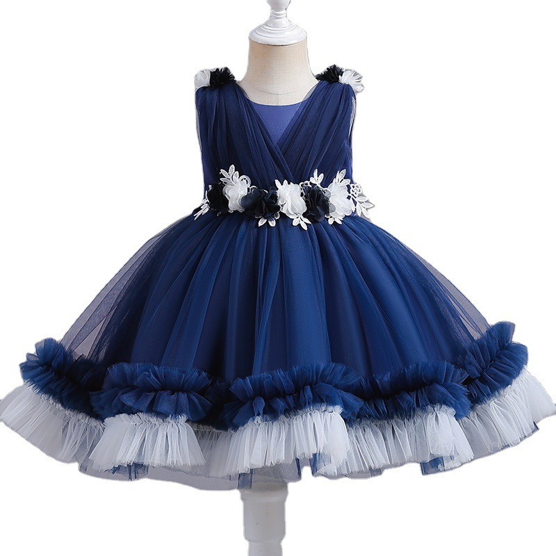 Hot New Kids Cake dress Princess dress Baby Girl Birthday Party Colored Mesh dress