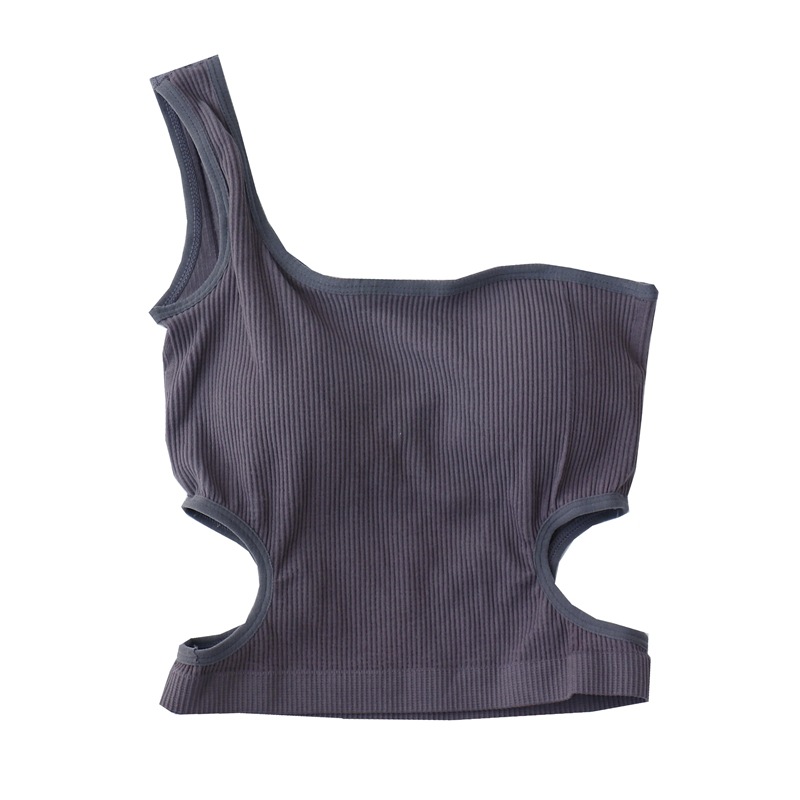 Summer New American Style Hot Girl Sexy Irregular Hollow Open Waist Single Shoulder Strap Short Small Camisole Top for Women