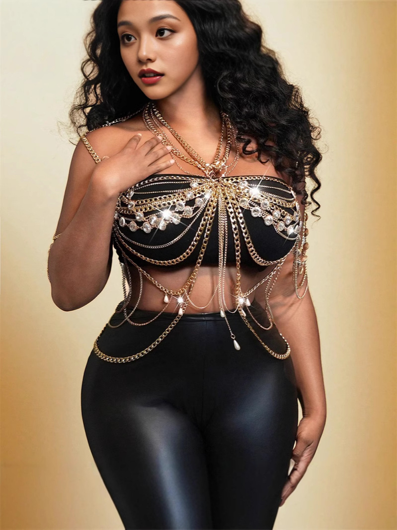 Europe and the United States cross-border fashion personality handmade metal body chain hot girl nightclub body chain accessories X24028
