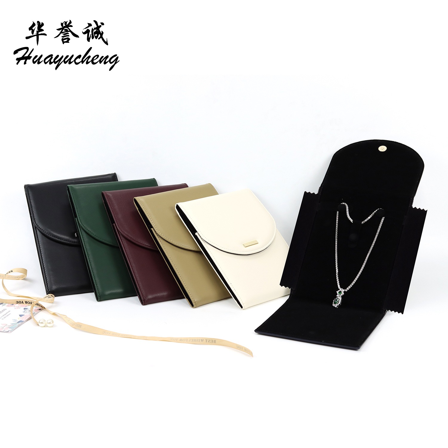 Factory in stock straight hair multi-color jewelry jewelry bag multifunctional folding bag jewelry bag imitation leather jewelry packaging bag