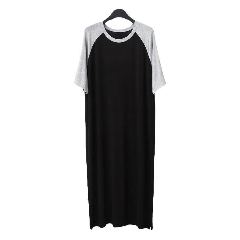 Modal 002 Nightgown Men's Long Over-the-Knee Nightgown Comfortable Loose Plus Size Bathrobe Dress