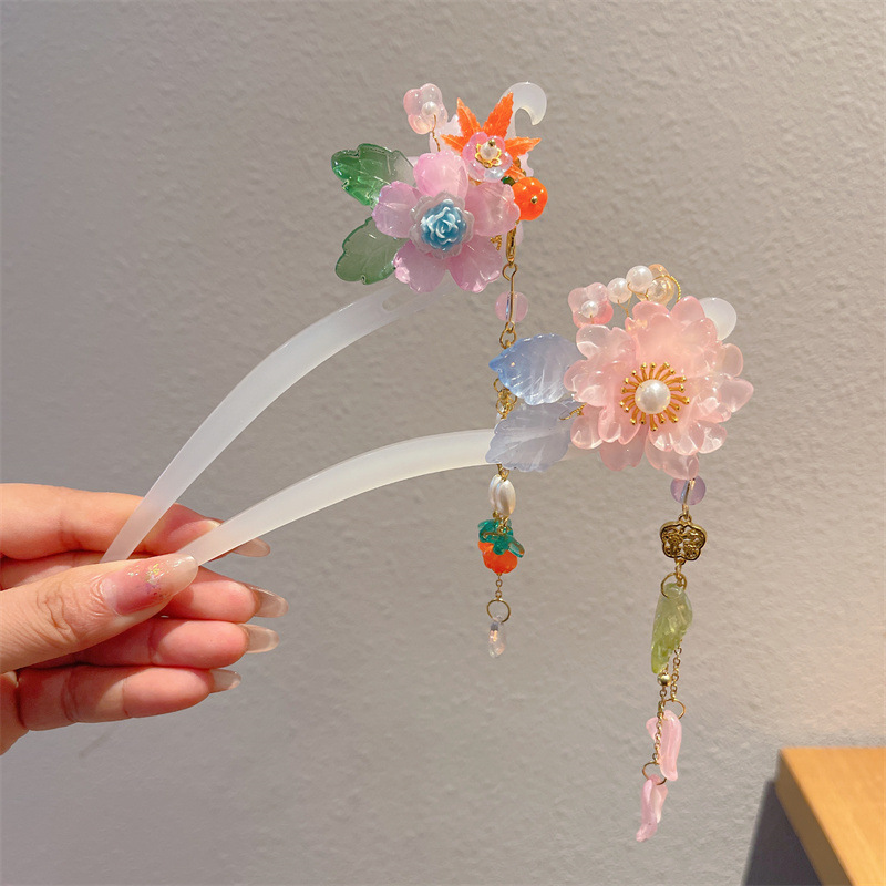 Picture of Antique Hanfu Hairpin Girls' Hair Hairpin Children's Ancient Headwear Chinese Style Step-by-step Tassel Hair Hairpin Hair Accessories