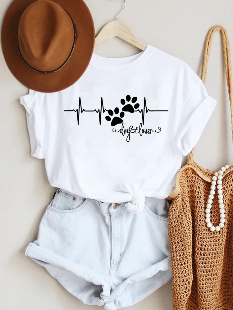 2023 ECG Urban Leisure Shrimp Crewneck Printed T-shirt Short-sleeved Women's Foreign Trade Cross-border ebay Amazon
