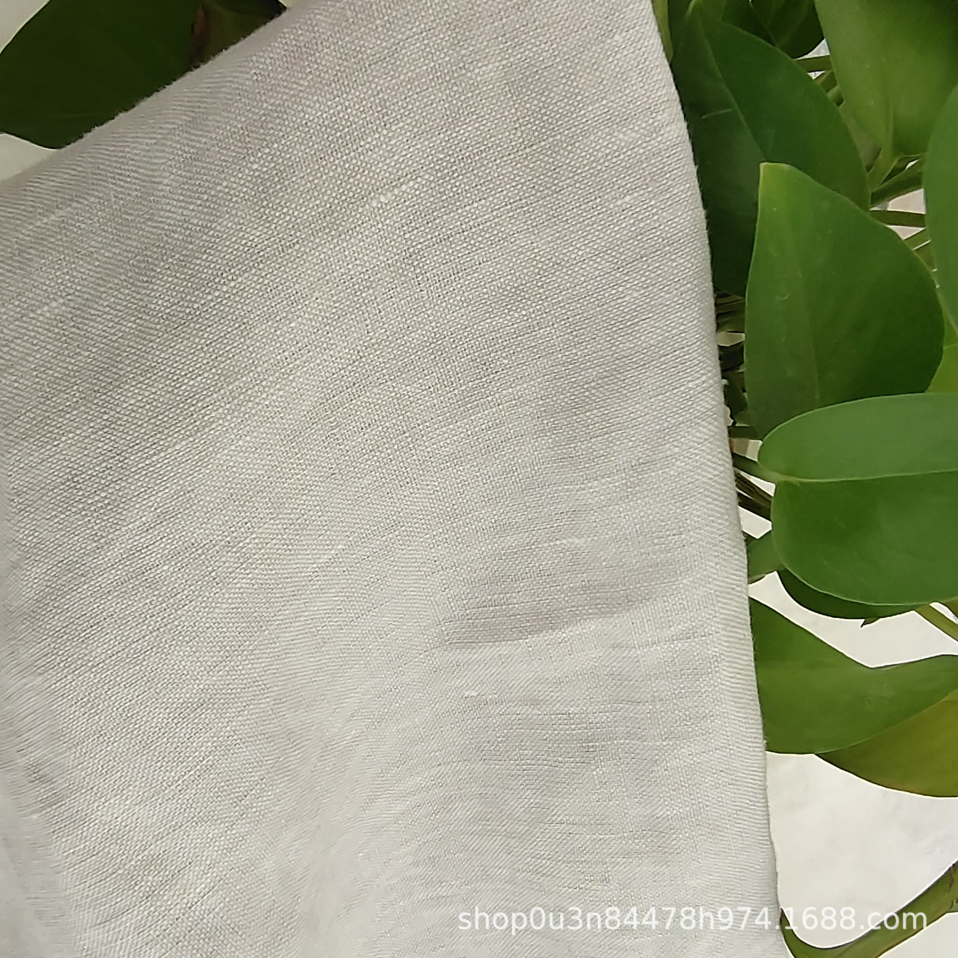 Picture of Light Gray Yarn-dyed Pure Linen curtain fabric Enzyme Washed French Linen curtain fabric French Linen