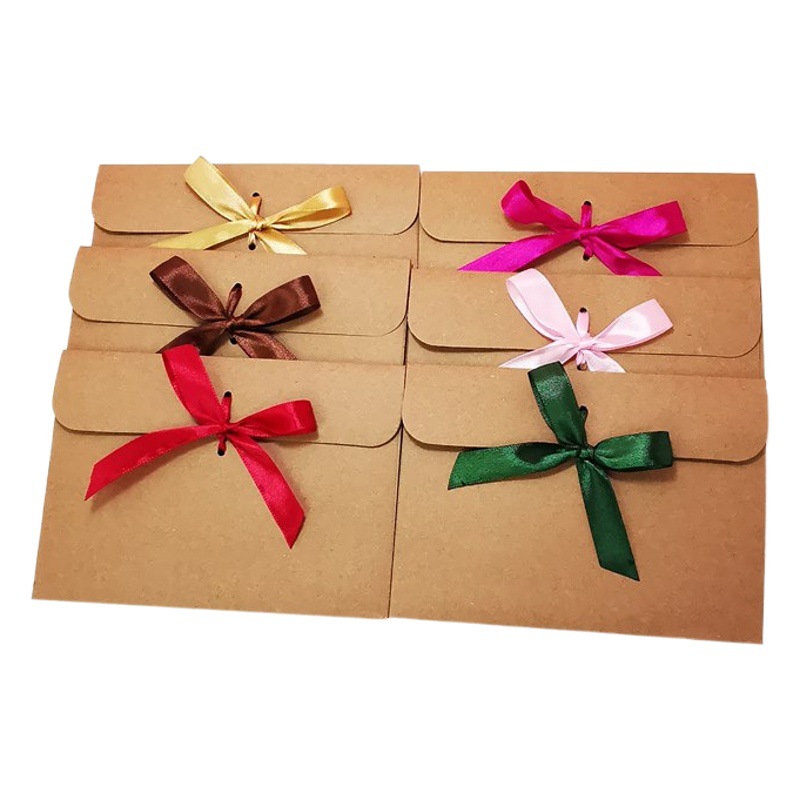 European envelope Kraft paper style vintage greeting card blessing card packaging bag creative bow CD bag wholesale