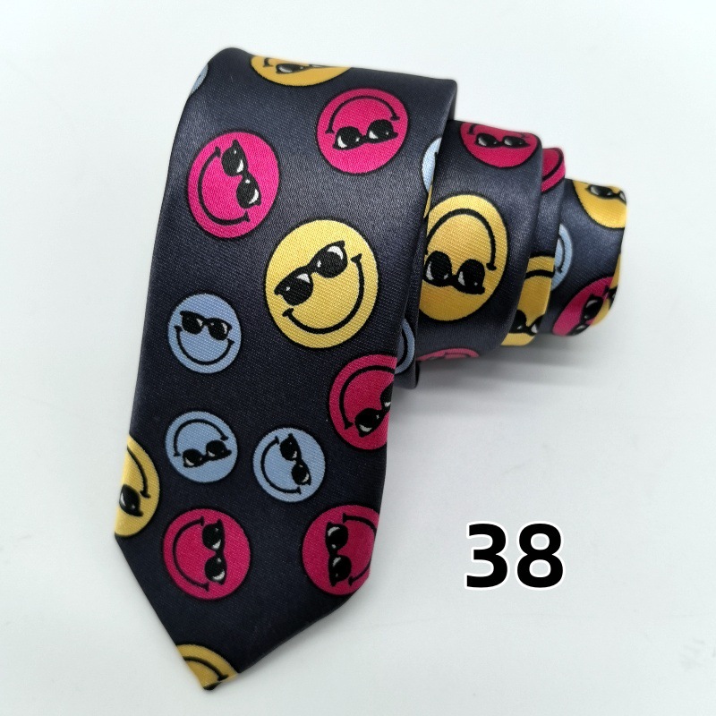 Picture of Ultra-narrow 5cm printed tie leopard print hand-tied unisex casual tie