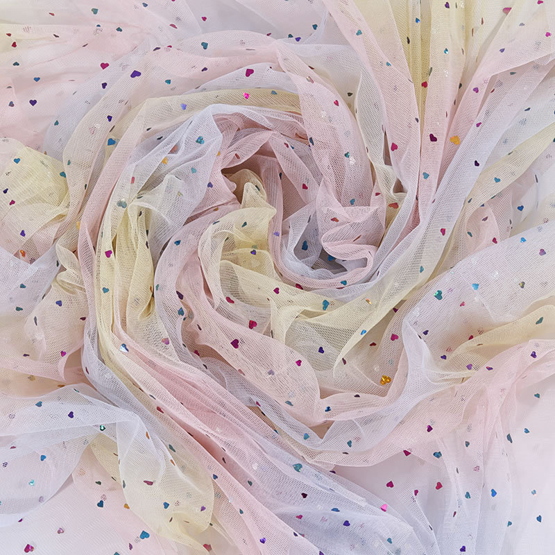 Picture of Scattered Tulle Yarn American Mesh Star Mesh Gauze Love Sequin Bronzing Fabric Mesh Sequin Fabric